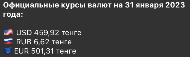 Национальный банк установил официальные курсы доллара и рубля на 31 января