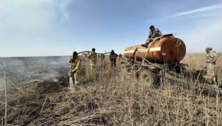 В МЧС сообщили, что ликвидировали крупный пожар в камышовых зарослях в Атырауской области