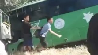 Автобус №203 съехал в кювет на Кульджинском тракте близ Алматы