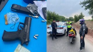 На экопосту в Алматы изъяли краденый пистолет с патронами