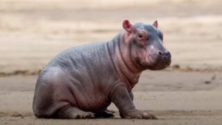 В алматинском зоопарке дали имя новорожденному бегемоту