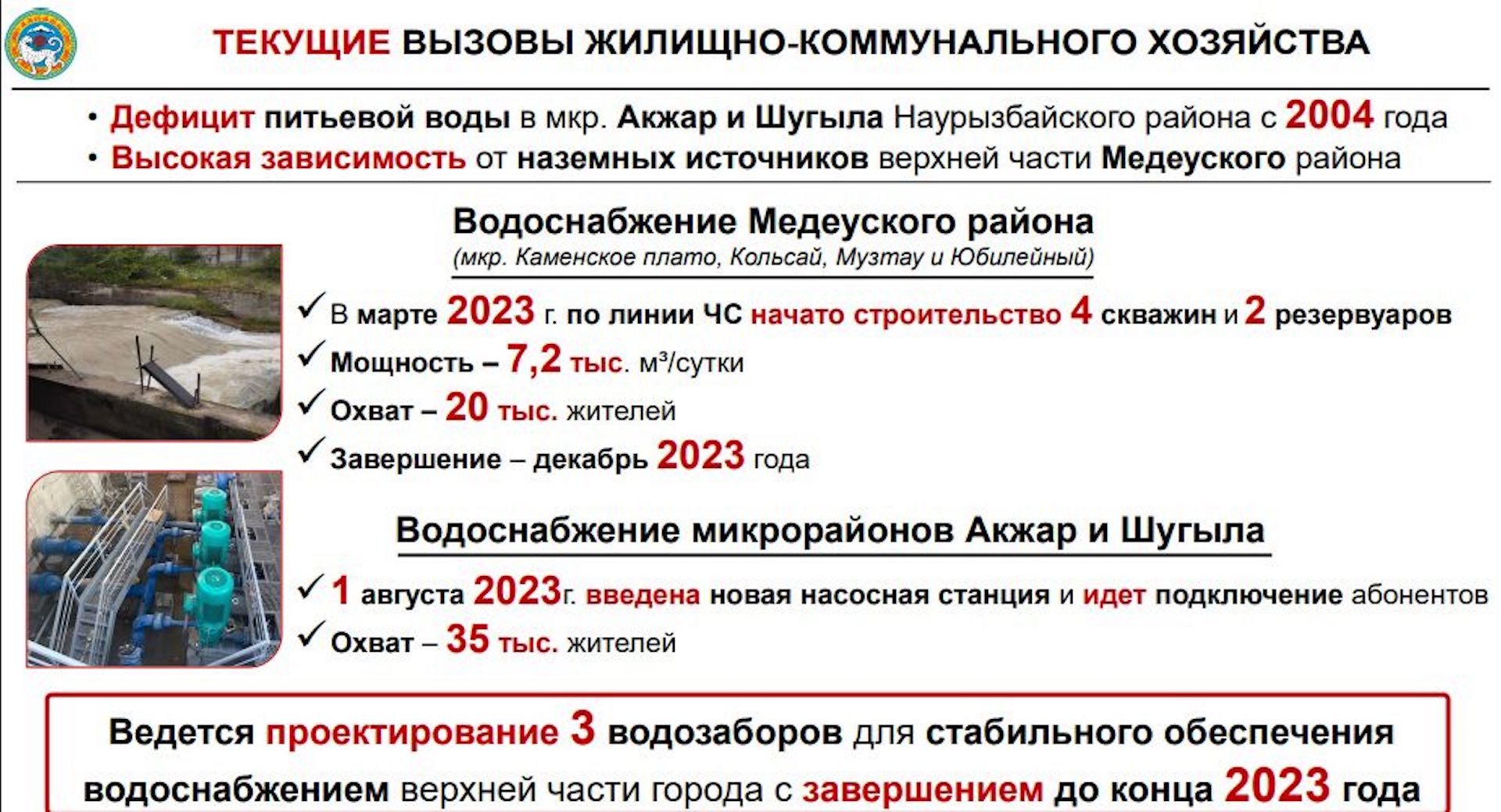 В акимате Алматы рассказали, как решается водный вопрос в Медеуском районе