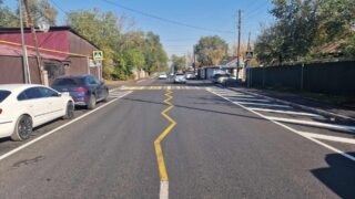 Новый вид разметки на одной из улиц Алматы работает в тестовом режиме