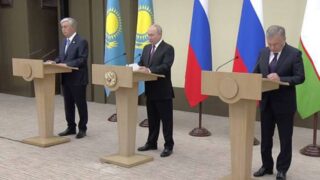 Путин, Мирзиёев и Токаев дали старт поставкам российского газа в Узбекистан через Казахстан 