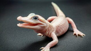 В зоопарке США появился редкий белый детеныш аллигатора