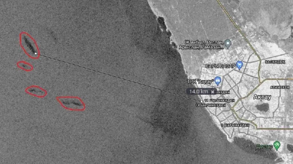 Снимок со спутника Sentinel-1 Источник: Telegram-канал «Прозрачный мир на Каспии»