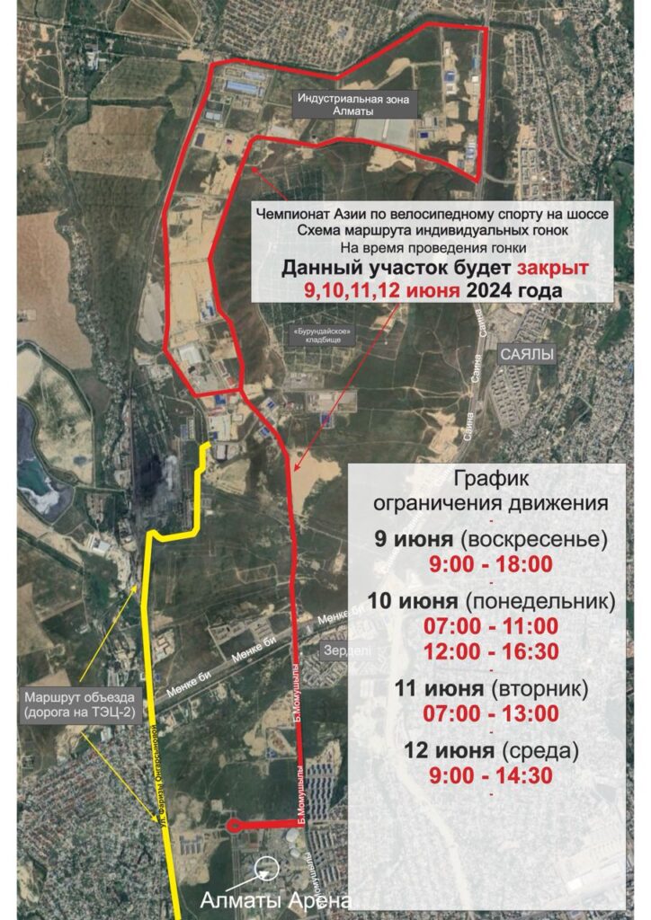 Схема движения с 9 по 12 июня
