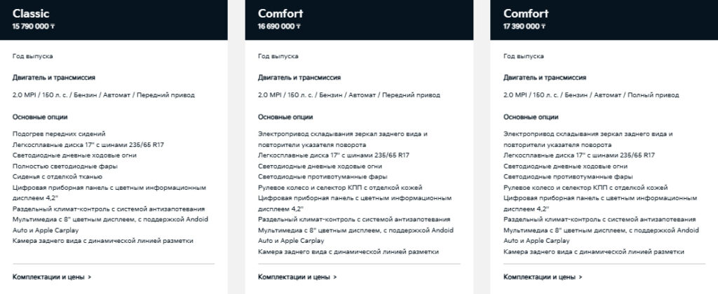 Скриншот с сайта Kia.com.kz