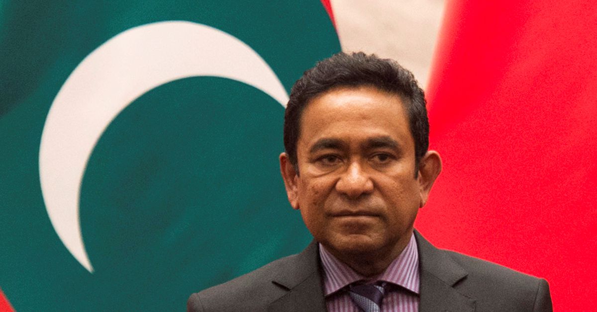 Maldives President Abdulla Yameen attends a meeting in Beijing