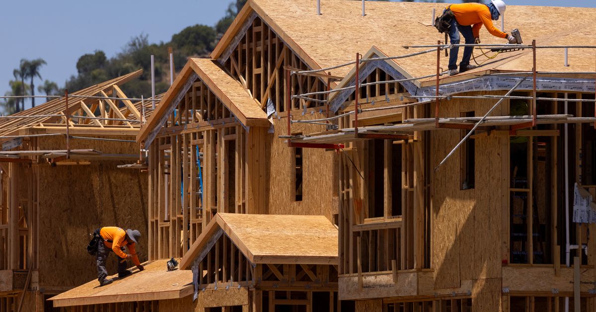Residential single-family homes under construction in California