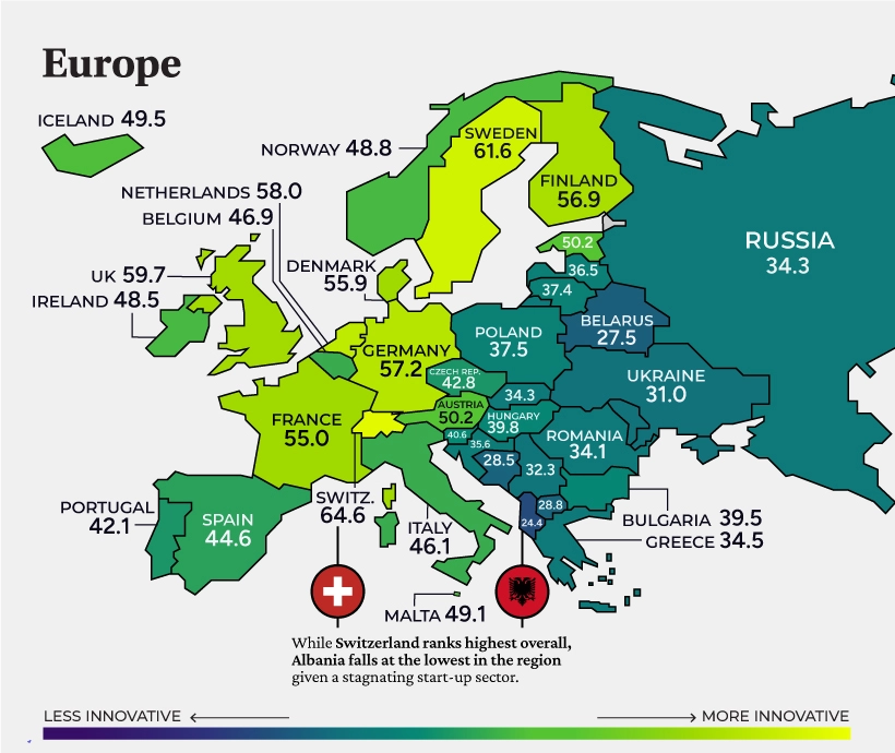 Источник фото: Visual Capitalist. В рейтинге среди европейских стран Казахстан смог обойти только лишь две страны