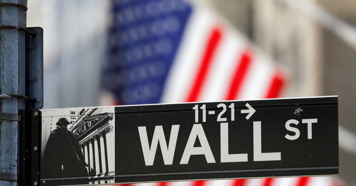 A street sign for Wall Street is seen outside the New York Stock Exchange (NYSE) in New York City
