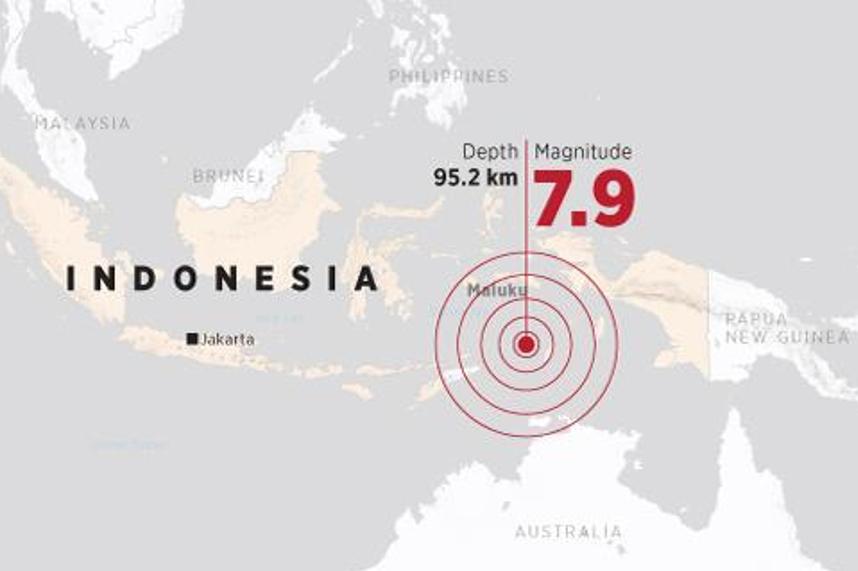 Предупреждение о цунами после землетрясения магнитудой 7,9 балла в Индонезии